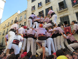 Fires 2019. La Diada Castellera a la pla&ccedil;a del Vi, amb els Marrecs de Salt, els Capgrossos de Matar&oacute; i els Minyons de Terrassa