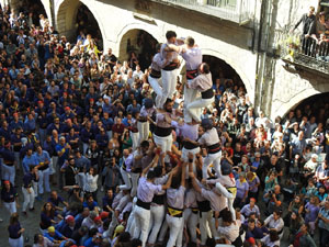 Fires 2019. La Diada Castellera a la pla&ccedil;a del Vi, amb els Marrecs de Salt, els Capgrossos de Matar&oacute; i els Minyons de Terrassa