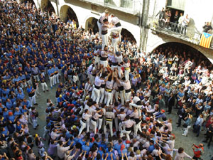 Fires 2019. La Diada Castellera a la pla&ccedil;a del Vi, amb els Marrecs de Salt, els Capgrossos de Matar&oacute; i els Minyons de Terrassa