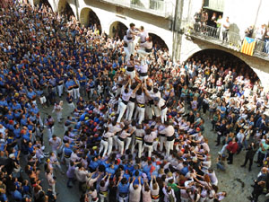 Fires 2019. La Diada Castellera a la pla&ccedil;a del Vi, amb els Marrecs de Salt, els Capgrossos de Matar&oacute; i els Minyons de Terrassa