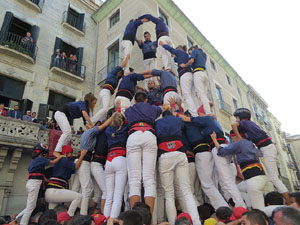 Fires 2019. La Diada Castellera a la pla&ccedil;a del Vi, amb els Marrecs de Salt, els Capgrossos de Matar&oacute; i els Minyons de Terrassa