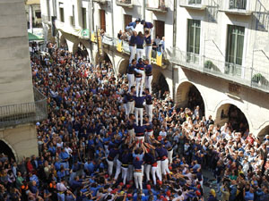 Fires 2019. La Diada Castellera a la pla&ccedil;a del Vi, amb els Marrecs de Salt, els Capgrossos de Matar&oacute; i els Minyons de Terrassa