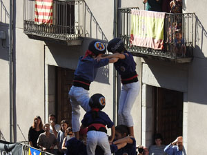 Fires 2019. La Diada Castellera a la pla&ccedil;a del Vi, amb els Marrecs de Salt, els Capgrossos de Matar&oacute; i els Minyons de Terrassa