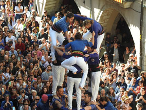 Fires 2019. La Diada Castellera a la pla&ccedil;a del Vi, amb els Marrecs de Salt, els Capgrossos de Matar&oacute; i els Minyons de Terrassa