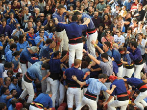 Fires 2019. La Diada Castellera a la pla&ccedil;a del Vi, amb els Marrecs de Salt, els Capgrossos de Matar&oacute; i els Minyons de Terrassa