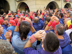 Fires 2019. La Diada Castellera a la pla&ccedil;a del Vi, amb els Marrecs de Salt, els Capgrossos de Matar&oacute; i els Minyons de Terrassa