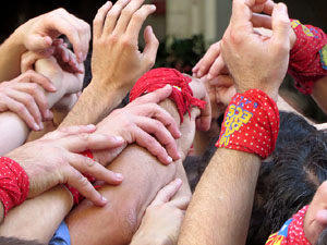 Fires 2019. La Diada Castellera a la pla&ccedil;a del Vi, amb els Marrecs de Salt, els Capgrossos de Matar&oacute; i els Minyons de Terrassa