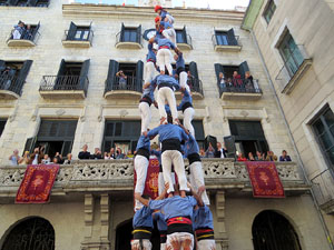 Fires 2019. La Diada Castellera a la pla&ccedil;a del Vi, amb els Marrecs de Salt, els Capgrossos de Matar&oacute; i els Minyons de Terrassa
