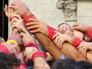 Fires 2019. La Diada Castellera a la pla&ccedil;a del Vi, amb els Marrecs de Salt, els Capgrossos de Matar&oacute; i els Minyons de Terrassa