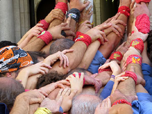 Fires 2019. La Diada Castellera a la pla&ccedil;a del Vi, amb els Marrecs de Salt, els Capgrossos de Matar&oacute; i els Minyons de Terrassa