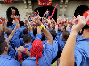 Fires 2019. La Diada Castellera a la pla&ccedil;a del Vi, amb els Marrecs de Salt, els Capgrossos de Matar&oacute; i els Minyons de Terrassa