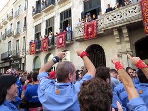 Fires 2019. La Diada Castellera a la pla&ccedil;a del Vi, amb els Marrecs de Salt, els Capgrossos de Matar&oacute; i els Minyons de Terrassa