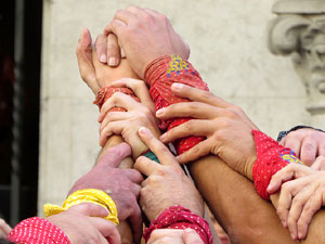 Fires 2019. La Diada Castellera a la pla&ccedil;a del Vi, amb els Marrecs de Salt, els Capgrossos de Matar&oacute; i els Minyons de Terrassa