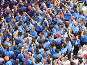 Fires 2019. La Diada Castellera a la pla&ccedil;a del Vi, amb els Marrecs de Salt, els Capgrossos de Matar&oacute; i els Minyons de Terrassa