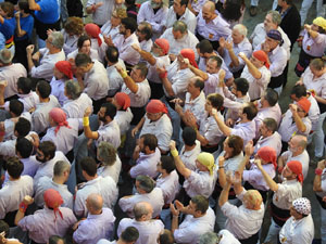 Fires 2019. La Diada Castellera a la pla&ccedil;a del Vi, amb els Marrecs de Salt, els Capgrossos de Matar&oacute; i els Minyons de Terrassa