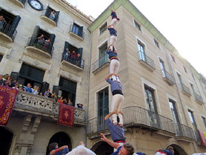 Fires 2019. La Diada Castellera a la pla&ccedil;a del Vi, amb els Marrecs de Salt, els Capgrossos de Matar&oacute; i els Minyons de Terrassa