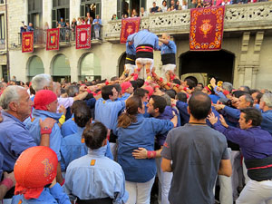 Fires 2019. La Diada Castellera a la pla&ccedil;a del Vi, amb els Marrecs de Salt, els Capgrossos de Matar&oacute; i els Minyons de Terrassa