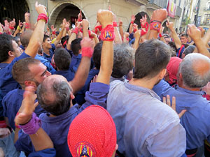 Fires 2019. La Diada Castellera a la pla&ccedil;a del Vi, amb els Marrecs de Salt, els Capgrossos de Matar&oacute; i els Minyons de Terrassa