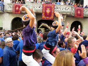 Fires 2019. La Diada Castellera a la pla&ccedil;a del Vi, amb els Marrecs de Salt, els Capgrossos de Matar&oacute; i els Minyons de Terrassa