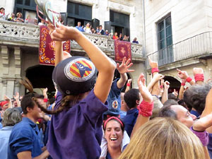 Fires 2019. La Diada Castellera a la pla&ccedil;a del Vi, amb els Marrecs de Salt, els Capgrossos de Matar&oacute; i els Minyons de Terrassa