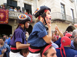 Fires 2019. La Diada Castellera a la pla&ccedil;a del Vi, amb els Marrecs de Salt, els Capgrossos de Matar&oacute; i els Minyons de Terrassa