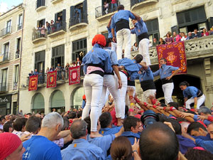 Fires 2019. La Diada Castellera a la pla&ccedil;a del Vi, amb els Marrecs de Salt, els Capgrossos de Matar&oacute; i els Minyons de Terrassa