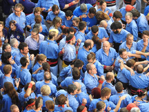 Fires 2019. La Diada Castellera a la pla&ccedil;a del Vi, amb els Marrecs de Salt, els Capgrossos de Matar&oacute; i els Minyons de Terrassa