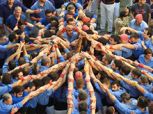 Fires 2019. La Diada Castellera a la pla&ccedil;a del Vi, amb els Marrecs de Salt, els Capgrossos de Matar&oacute; i els Minyons de Terrassa