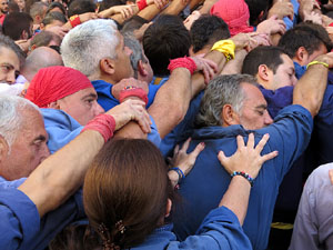 Fires 2019. La Diada Castellera a la pla&ccedil;a del Vi, amb els Marrecs de Salt, els Capgrossos de Matar&oacute; i els Minyons de Terrassa