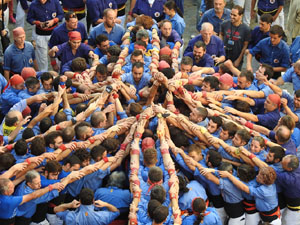 Fires 2019. La Diada Castellera a la pla&ccedil;a del Vi, amb els Marrecs de Salt, els Capgrossos de Matar&oacute; i els Minyons de Terrassa