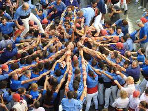 Fires 2019. La Diada Castellera a la pla&ccedil;a del Vi, amb els Marrecs de Salt, els Capgrossos de Matar&oacute; i els Minyons de Terrassa