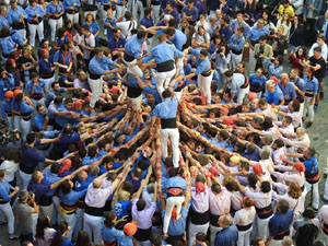 Fires 2019. La Diada Castellera a la pla&ccedil;a del Vi, amb els Marrecs de Salt, els Capgrossos de Matar&oacute; i els Minyons de Terrassa