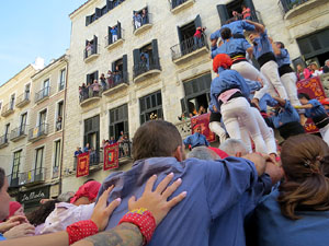 Fires 2019. La Diada Castellera a la pla&ccedil;a del Vi, amb els Marrecs de Salt, els Capgrossos de Matar&oacute; i els Minyons de Terrassa