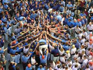 Fires 2019. La Diada Castellera a la pla&ccedil;a del Vi, amb els Marrecs de Salt, els Capgrossos de Matar&oacute; i els Minyons de Terrassa