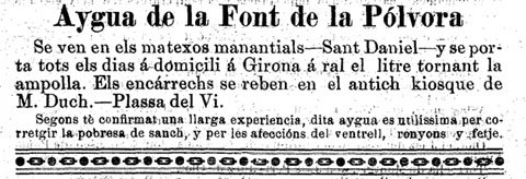 Anunci de l'aigua de la Font de la P&oacute;lvora