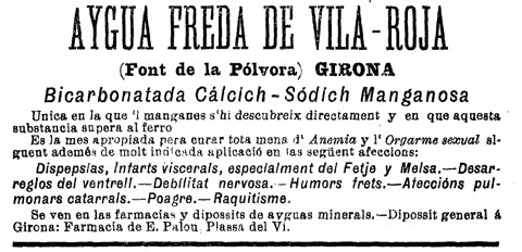 Anunci de l'aigua de la Font de la P&oacute;lvora