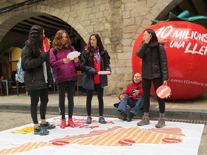 Activitats de la campanya 'Som 10 milions, som una llengua' a la pla&ccedil;a del Vi de Girona