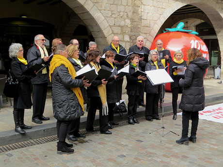 Activitats de la campanya 'Som 10 milions, som una llengua' a la pla&ccedil;a del Vi de Girona