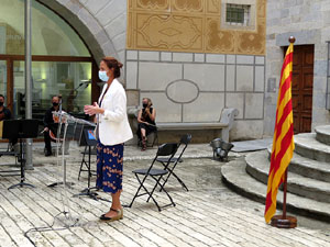 Diada Nacional 2020. Acte institucional al Pati de les Magn&ograve;lies, amb parlaments de Marta Madrenas, Miquel Noguer i Pere Vila