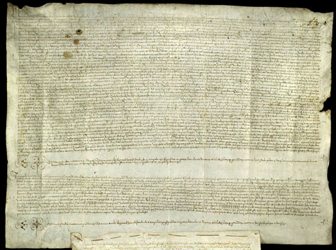 12/07/1492. Venda de l'antiga sinagoga de Girona. Lleó Aninay, Salomó Esdres, Salomó Samuel i Leví Issach, jueus, rectors de l'aljama de Girona, i Astruch Abraham, Bonastruch Benvenist, Jucef de Piera, Mosé Vidal, Bellshom Caracosa, Benet Tolosa, Vidal Astruch, Benvenist Astruch i Astruch Tarós, jueus singulars i veïns de l'aljama, venen a Pere Gerald de Terrades, canonge i sagristà major de l'església de Girona, absent, l'antiga sinagoga, situada dins els antics murs de la ciutat, prop del carrer de Sant Llorenç, pel preu de 10 florins. La sinagoga afronta a l'est amb la casa que fou de Dalmau Mercader, convers de Girona, i amb el carrer de Sant Llorenç, al sud amb la casa que fou de Mateu Sampsó, convers de Girona, i amb el pati de la casa enderrocada de Nicolau Roca, notari de Girona, a l'oest amb el mur de la ciutat i amb l'hort de Nicolau Roca i al nord amb els patis de l'esmentat Roca