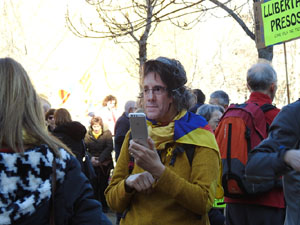Marxa groga de protesta fins la delegaci&oacute; del govern espanyol a Girona