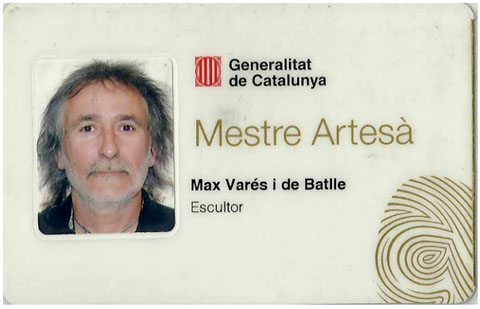 Carnet de Mestre Artes&agrave; - Escultor, atorgat per la Generalitat de Catalunya