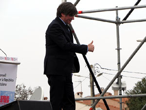 Acte del Consell per la República Catalana a Perpinyà amb el President Carles Puigdemont i els consellers Clara Ponsatí i Toni Comín