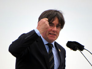 Acte del Consell per la República Catalana a Perpinyà amb el President Carles Puigdemont i els consellers Clara Ponsatí i Toni Comín