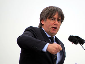 Acte del Consell per la República Catalana a Perpinyà amb el President Carles Puigdemont i els consellers Clara Ponsatí i Toni Comín