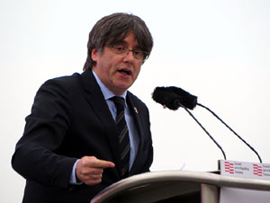 Acte del Consell per la República Catalana a Perpinyà amb el President Carles Puigdemont i els consellers Clara Ponsatí i Toni Comín