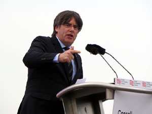 Acte del Consell per la República Catalana a Perpinyà amb el President Carles Puigdemont i els consellers Clara Ponsatí i Toni Comín