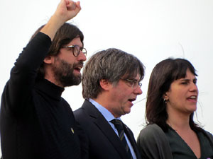 Acte del Consell per la República Catalana a Perpinyà amb el President Carles Puigdemont i els consellers Clara Ponsatí i Toni Comín