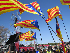 Acte del Consell per la República Catalana a Perpinyà amb el President Carles Puigdemont i els consellers Clara Ponsatí i Toni Comín