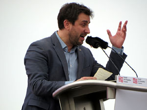 Acte del Consell per la República Catalana a Perpinyà amb el President Carles Puigdemont i els consellers Clara Ponsatí i Toni Comín